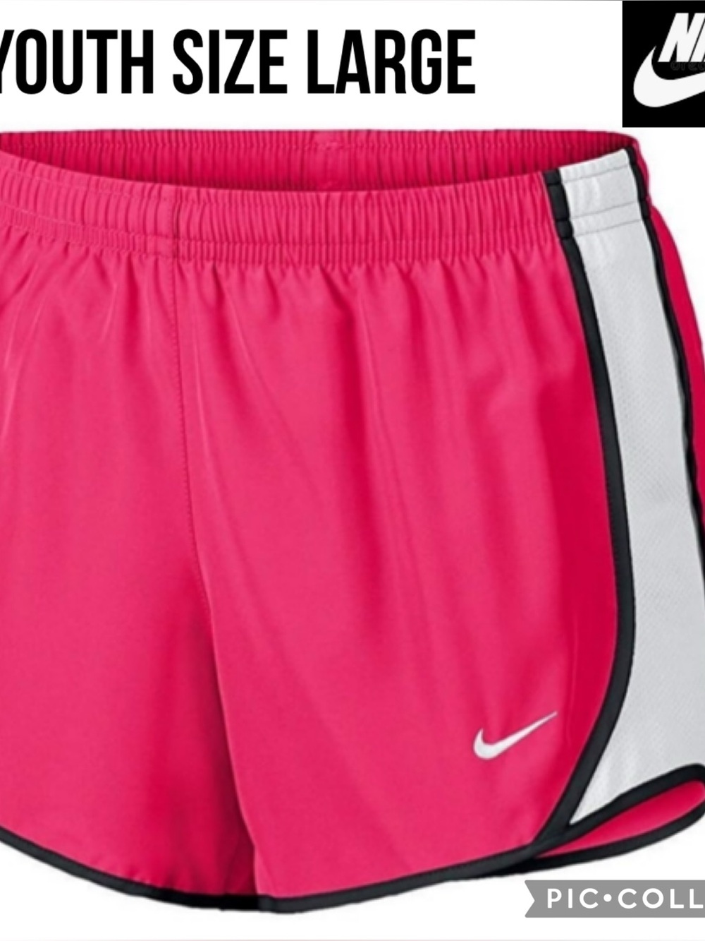 Nike Girls' Shorts Tempo Running Racer Pink Black White Dri-FIT Lined 4” Inseam